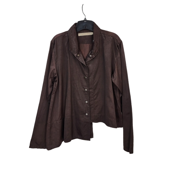 Cynthia Ashby Women's Asymmetrical Hem Snap On Button Top Lagenlook- M - Picture 1 of 7
